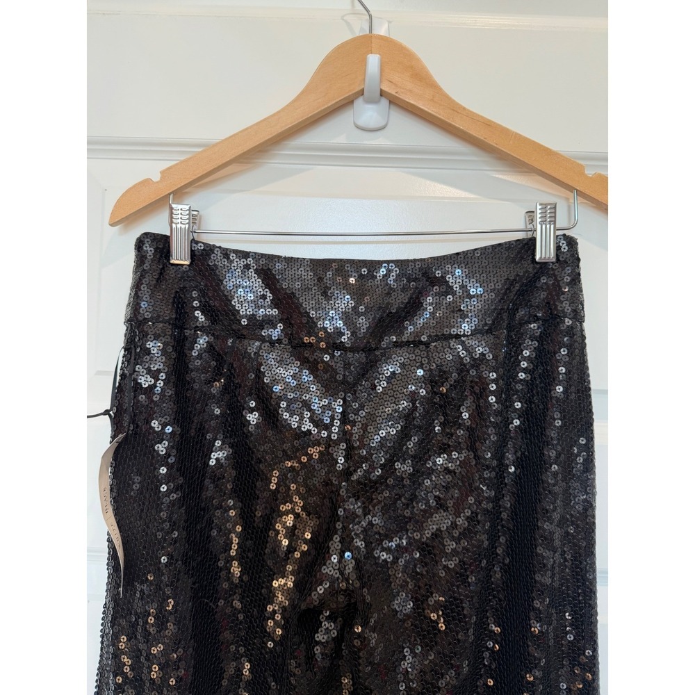 White House Black Market Legacy Black Sequin Wide Leg Pants Size 4R New - Picture 6 of 7